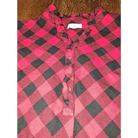 Large Kim Rogers Red Black Flannel Long Sleeve Button Front Shirt Buffalo Plaid - Picture 2 of 5